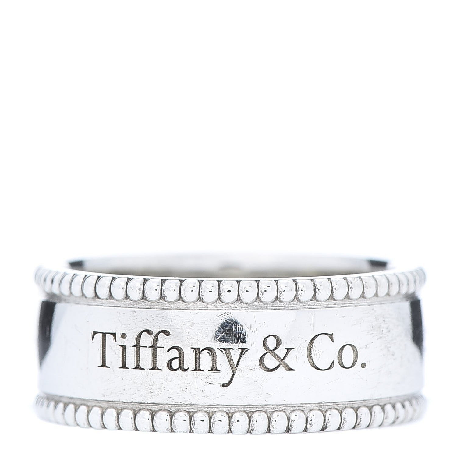 Tiffany Sterling Silver Milgrain Logo Band Ring 54 7 1 of 6