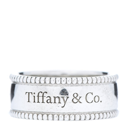 Tiffany Sterling Silver Milgrain Logo Band Ring 54 7 1 of 6