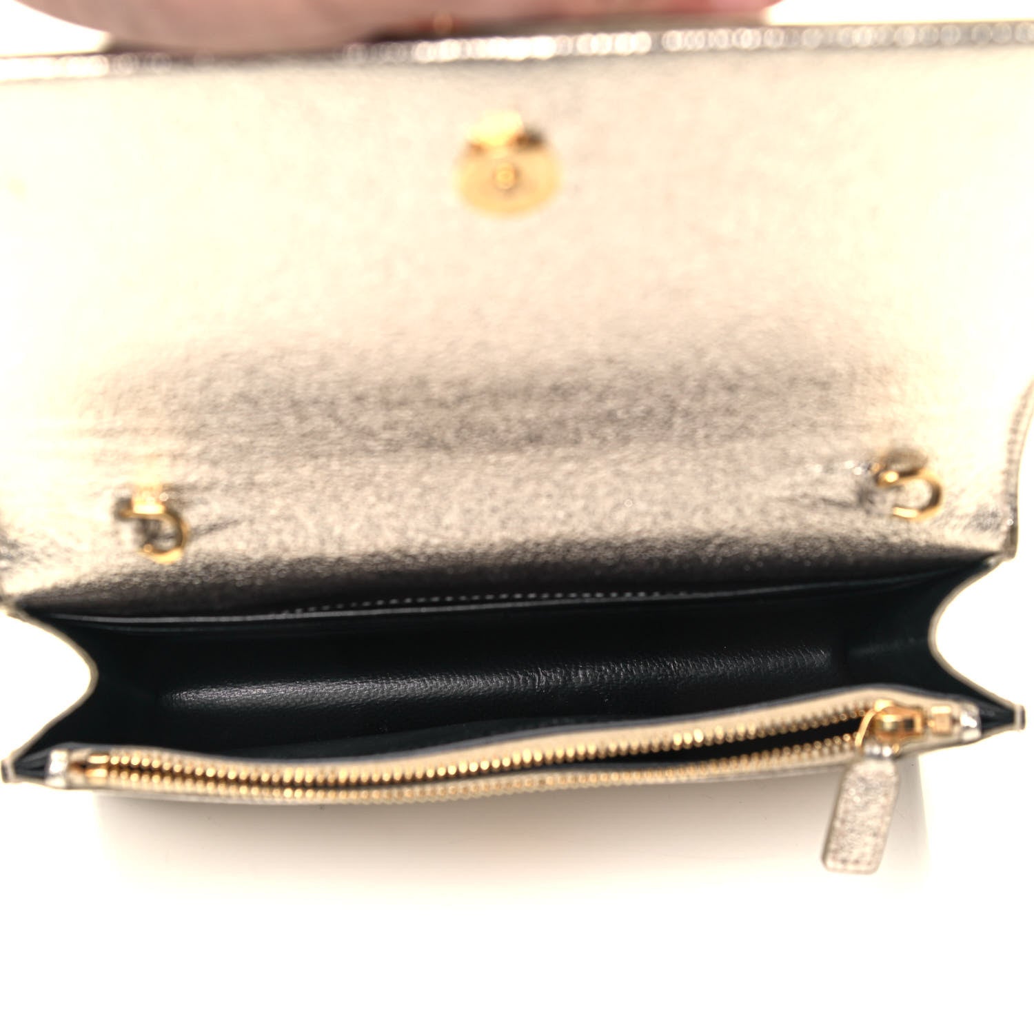 Saint Laurent Metallic Calfskin Small Classic Monogram Kate Satchel Gold 4 of 8