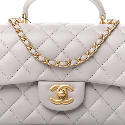 Chanel Lambskin Quilted Mini Top Handle Rectangular Flap Grey 10 of 11