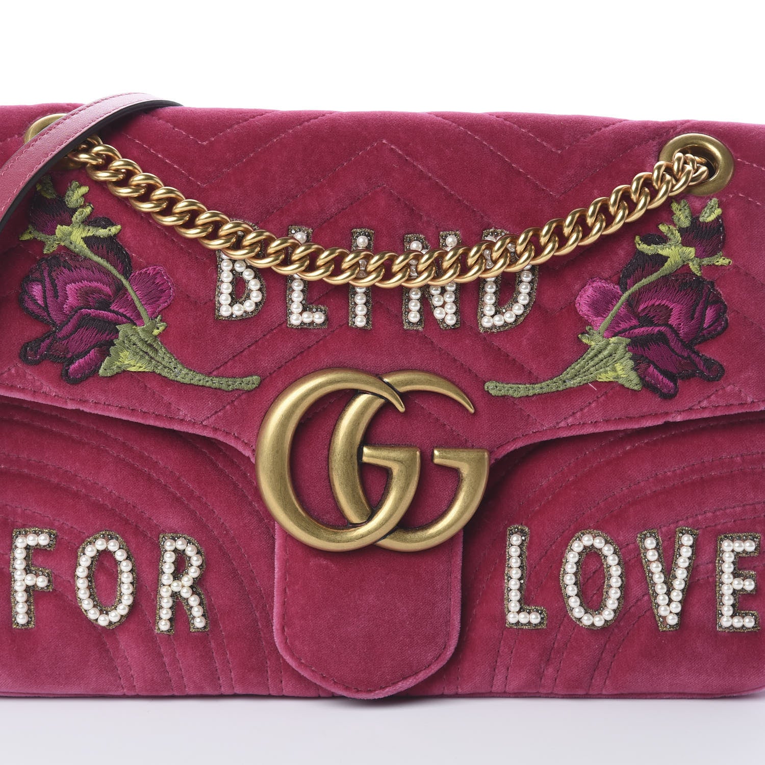 Gucci Velvet Matelasse Blind for Love Embroidered Medium GG Marmont Shoulder Bag Light Raspberry Rose Multicolor 8 of 8