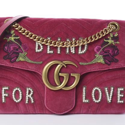 Gucci Velvet Matelasse Blind for Love Embroidered Medium GG Marmont Shoulder Bag Light Raspberry Rose Multicolor 8 of 8