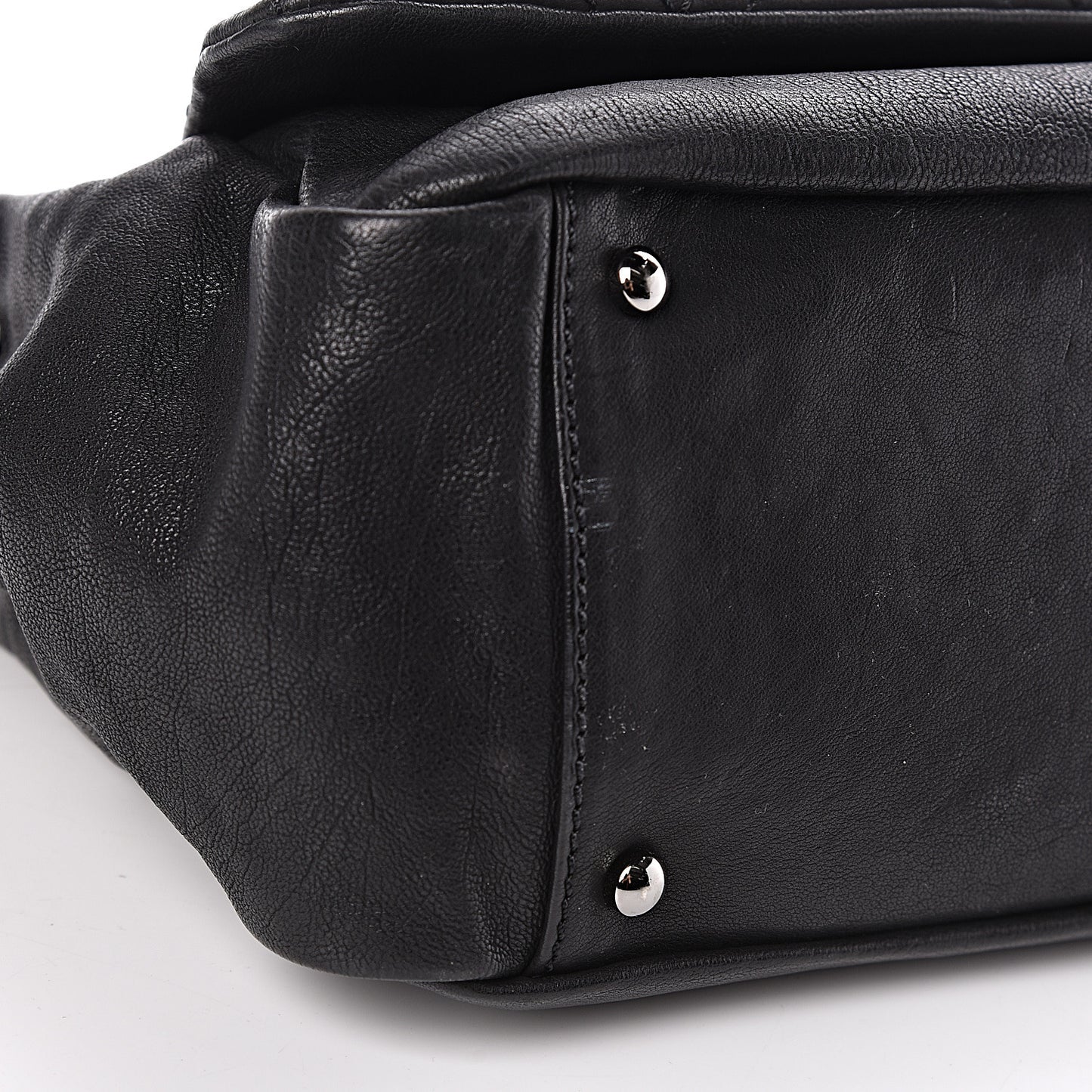 Calfskin Diamond Stitch Accordion Flap Black