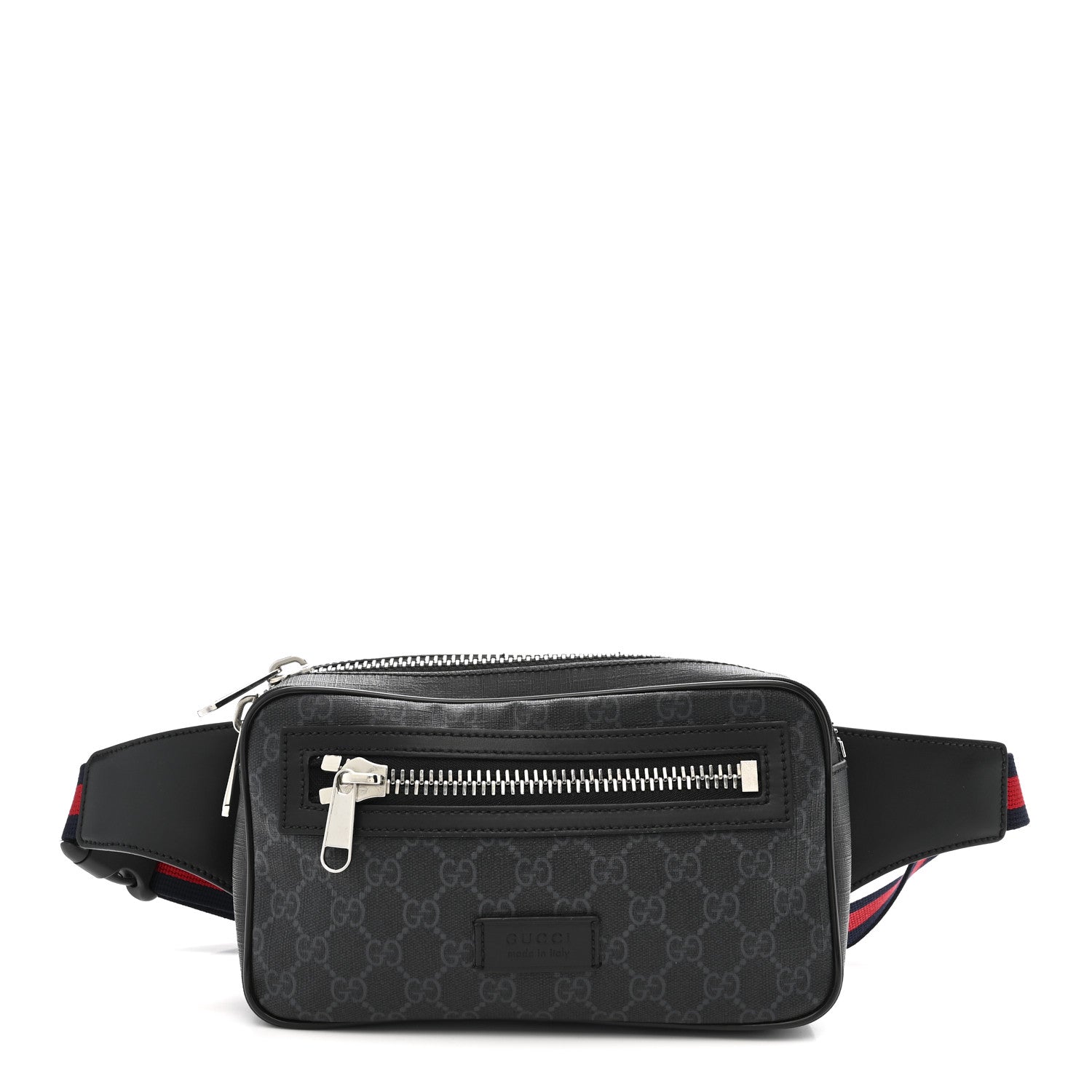 Gucci Soft GG Supreme Monogram Web Belt Bag Black Grey 1 of 10