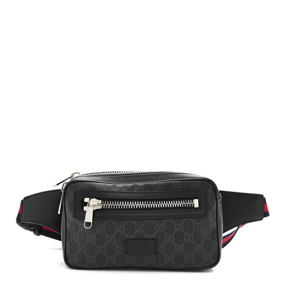 Gucci Soft GG Supreme Monogram Web Belt Bag Black Grey 1 of 10