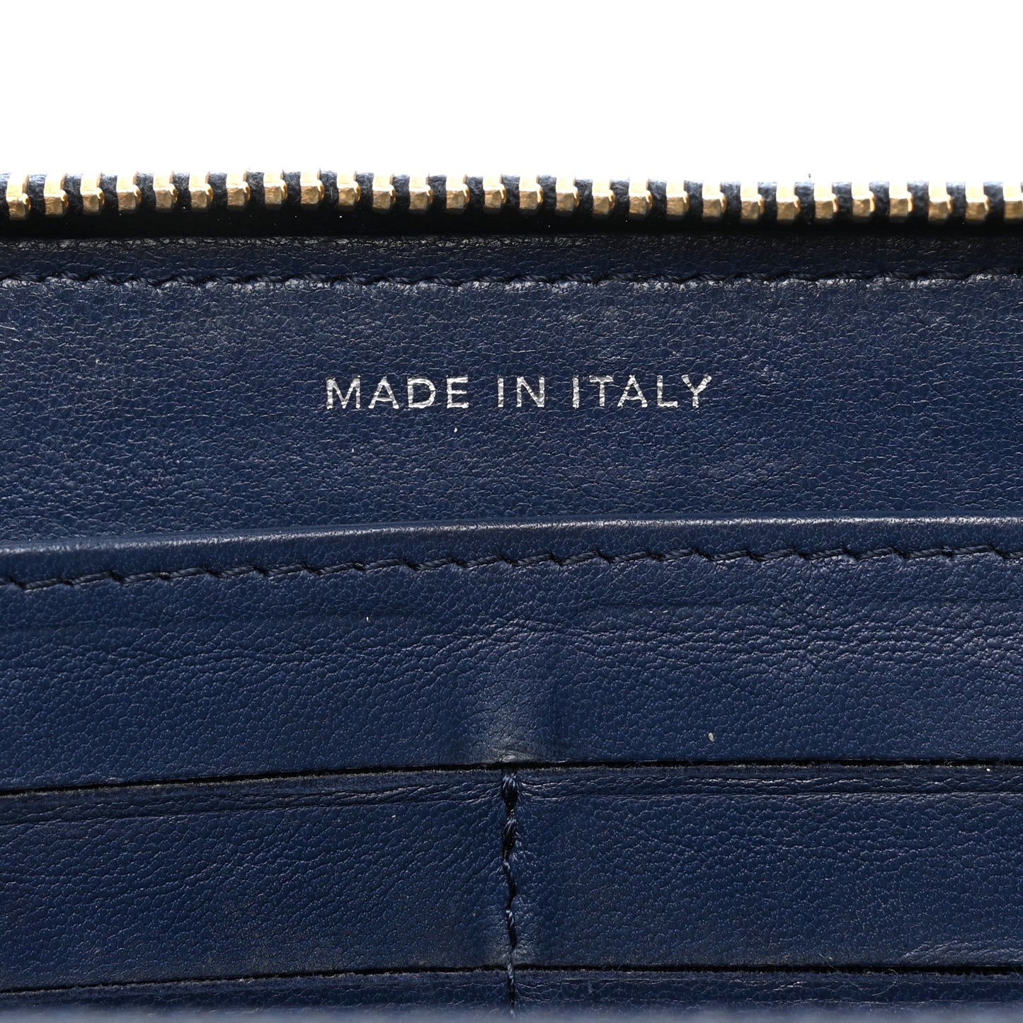 Lambskin Quilted Large Gusset Zip Around Wallet Blue Black