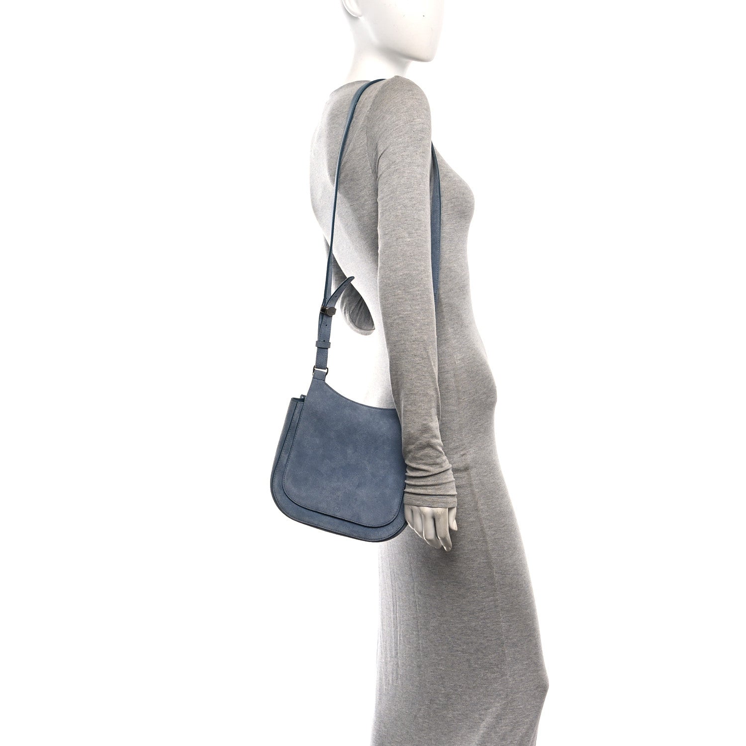 The Row Suede Hunting Bag 9 Topaz Blue 2 of 9