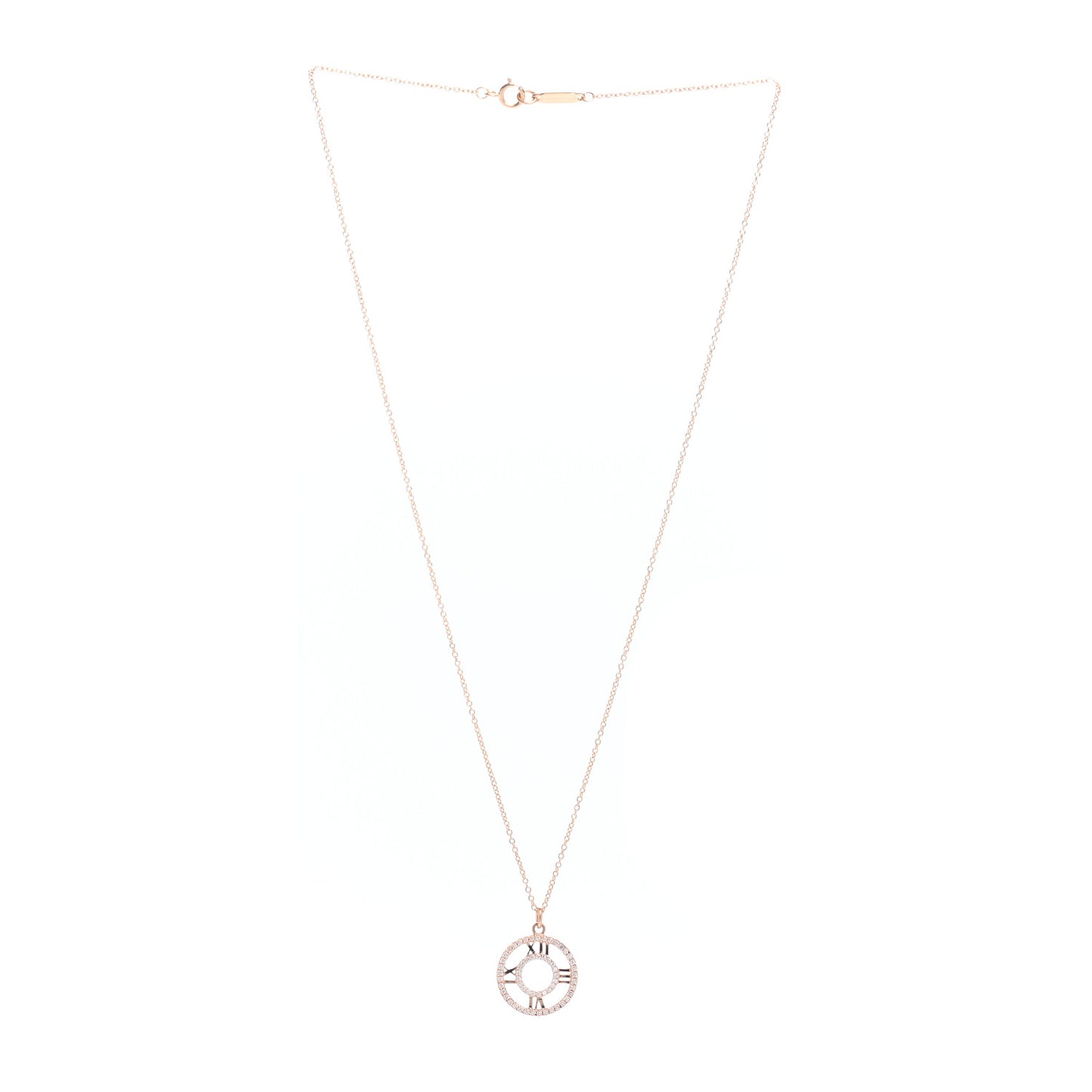 18K Rose Gold Diamond Small Atlas Open Pave Pendant Necklace