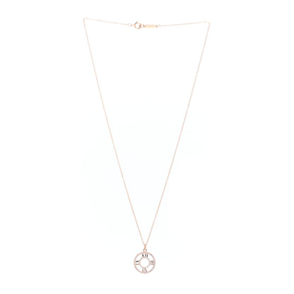 Tiffany 18K Rose Gold Diamond Small Atlas Open Pave Pendant Necklace 3 of 4