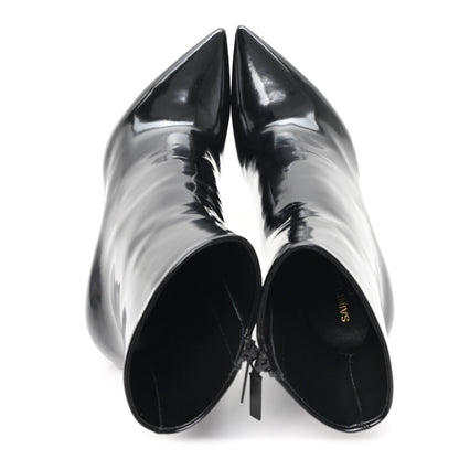 Saint Laurent Glazed Calfskin Opyum Ankle Boots 40 Black 2 of 9