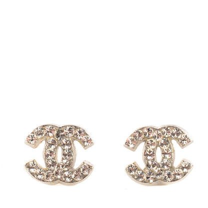 Chanel Crystal Timeless CC Earrings Silver 1 of 5