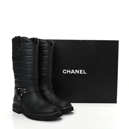 Chanel Oily Calfskin Star Quilted Biker Boots 36.5 Black 11 of 11
