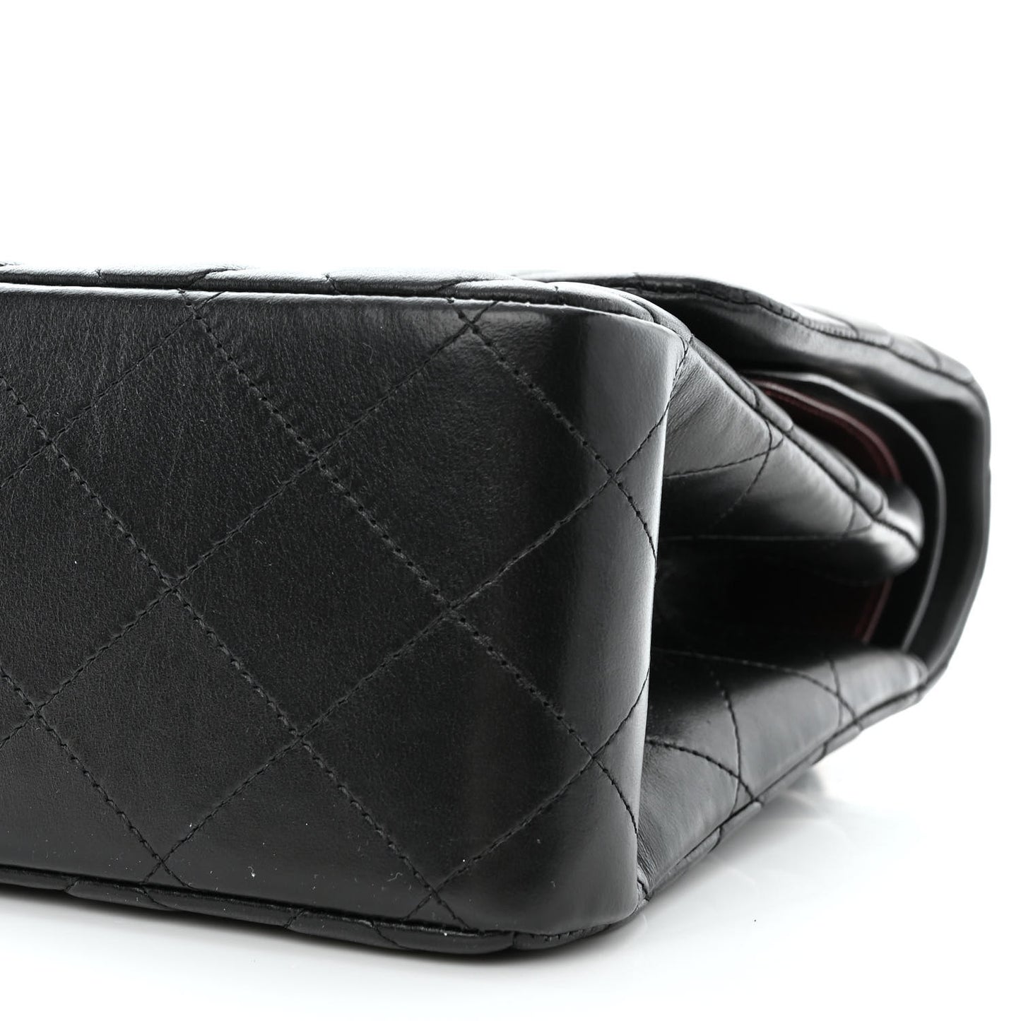 Lambskin Quilted Jumbo Double Flap Black