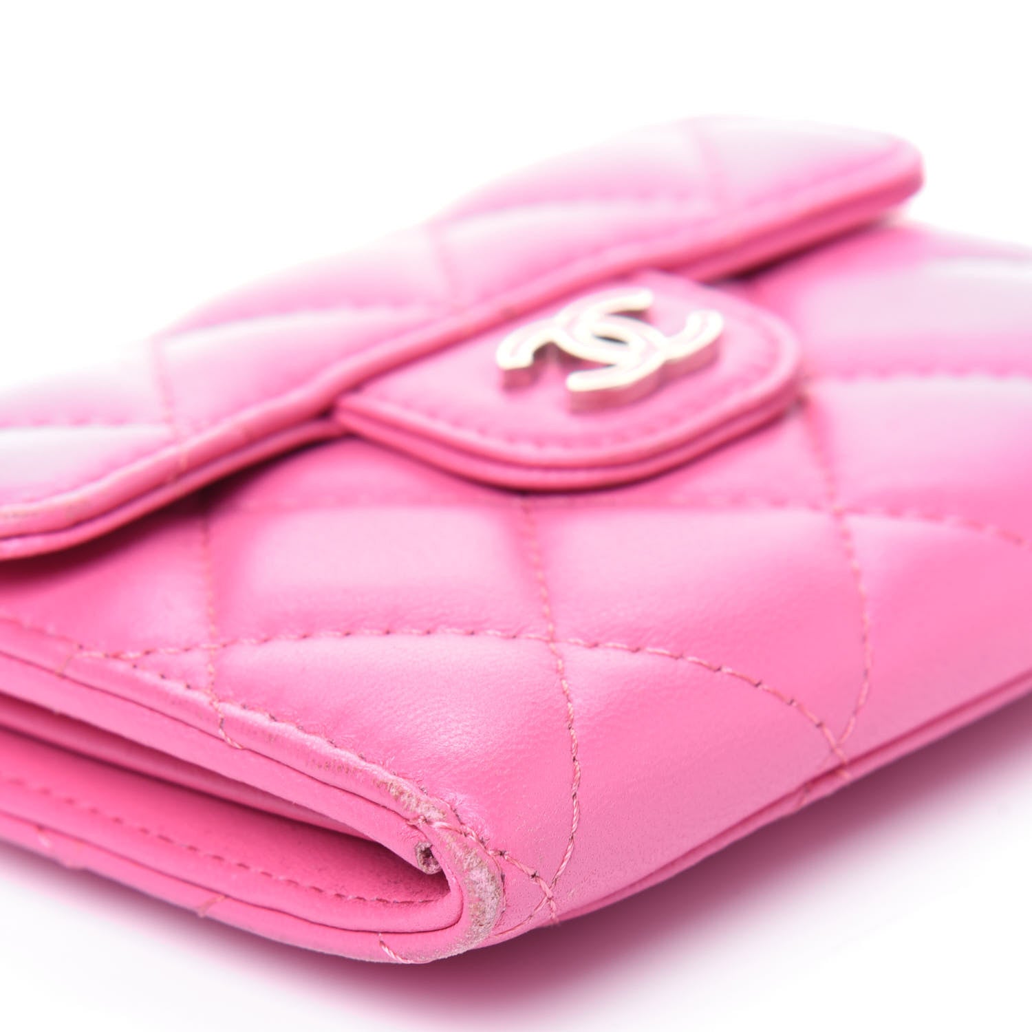 Chanel Lambskin Quilted Flap Card Holder Wallet Pink 9 of 18