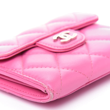 Chanel Lambskin Quilted Flap Card Holder Wallet Pink 9 of 18