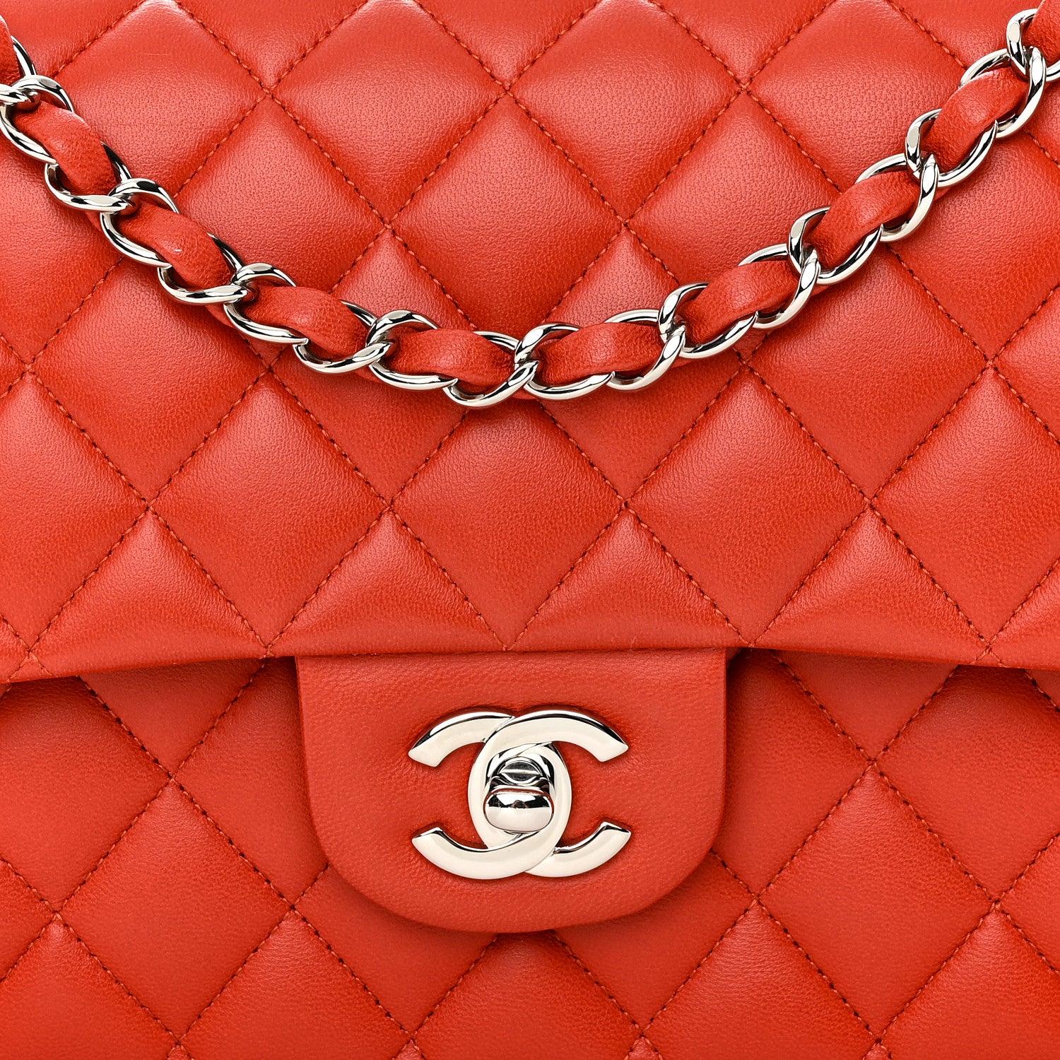 Chanel Lambskin Quilted Medium Double Flap Red 8 of 10