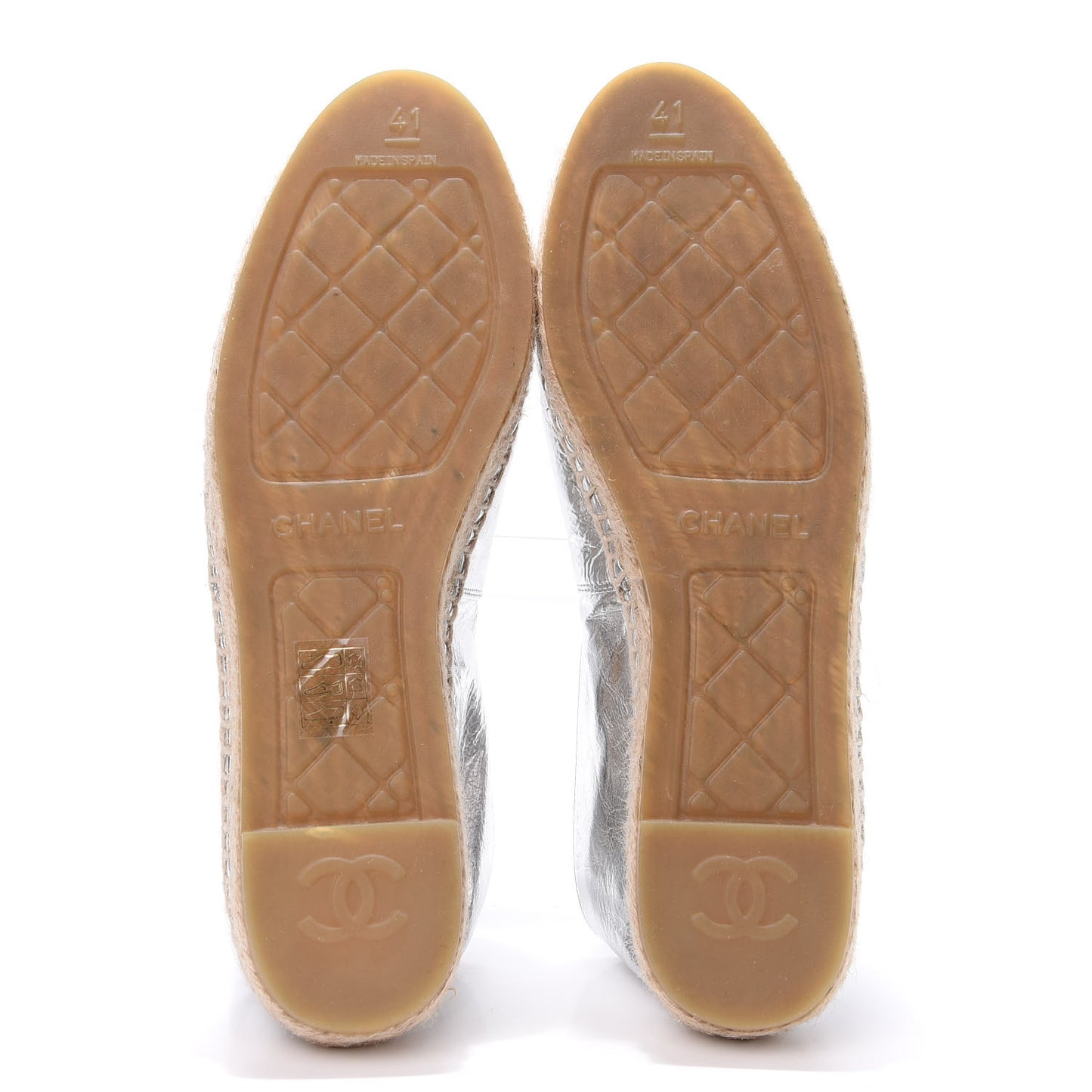 Laminated Goatskin CC Espadrilles 41 Silver