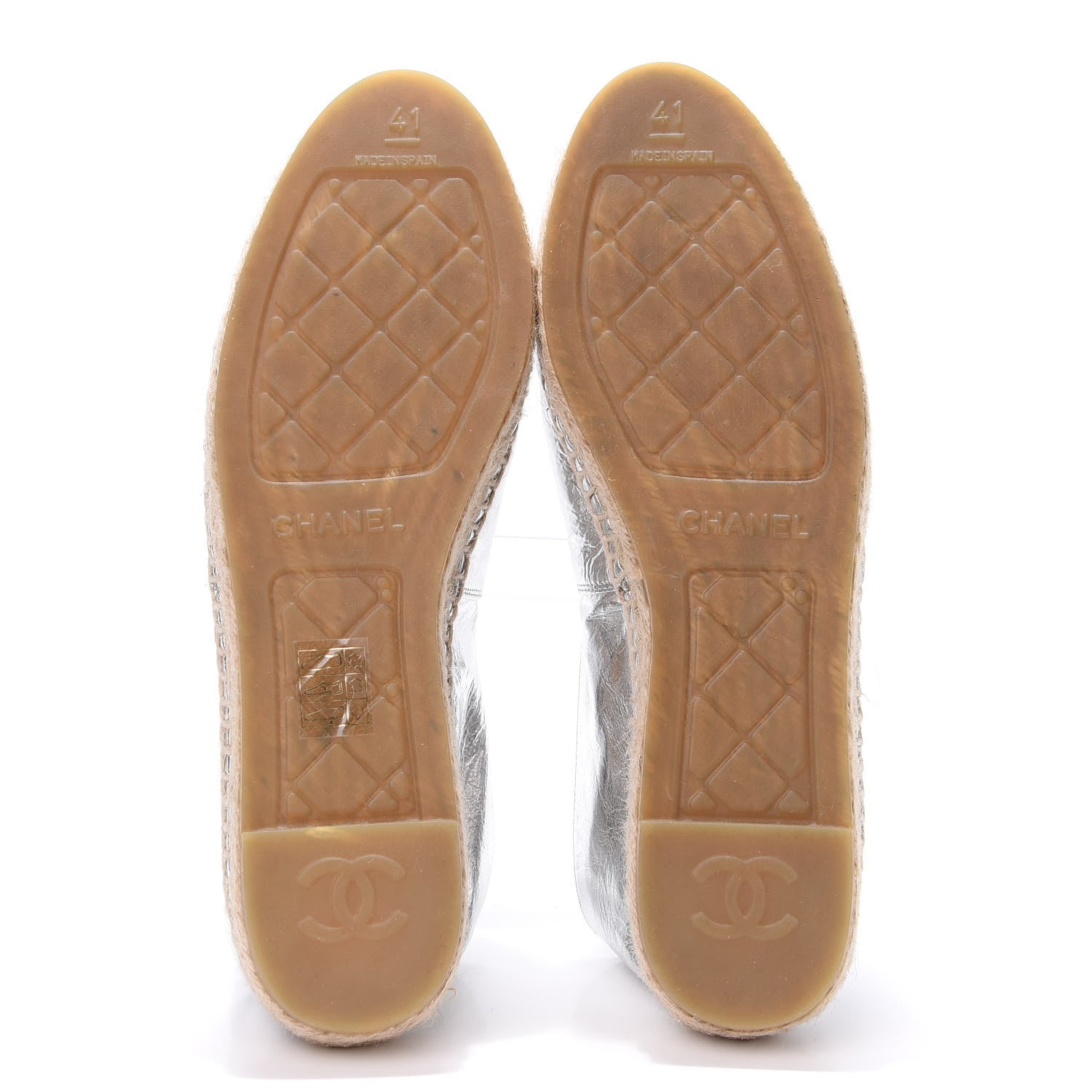 Chanel Laminated Goatskin CC Espadrilles 41 Silver 6 of 9