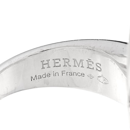 Hermes Sterling Silver 18K Rose Gold MM Ex-Libris Ring 49 5 5 of 6
