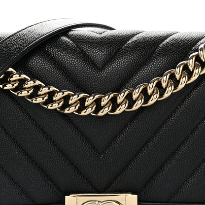 Chanel Caviar Chevron Quilted Medium Boy Flap Black 15 of 19