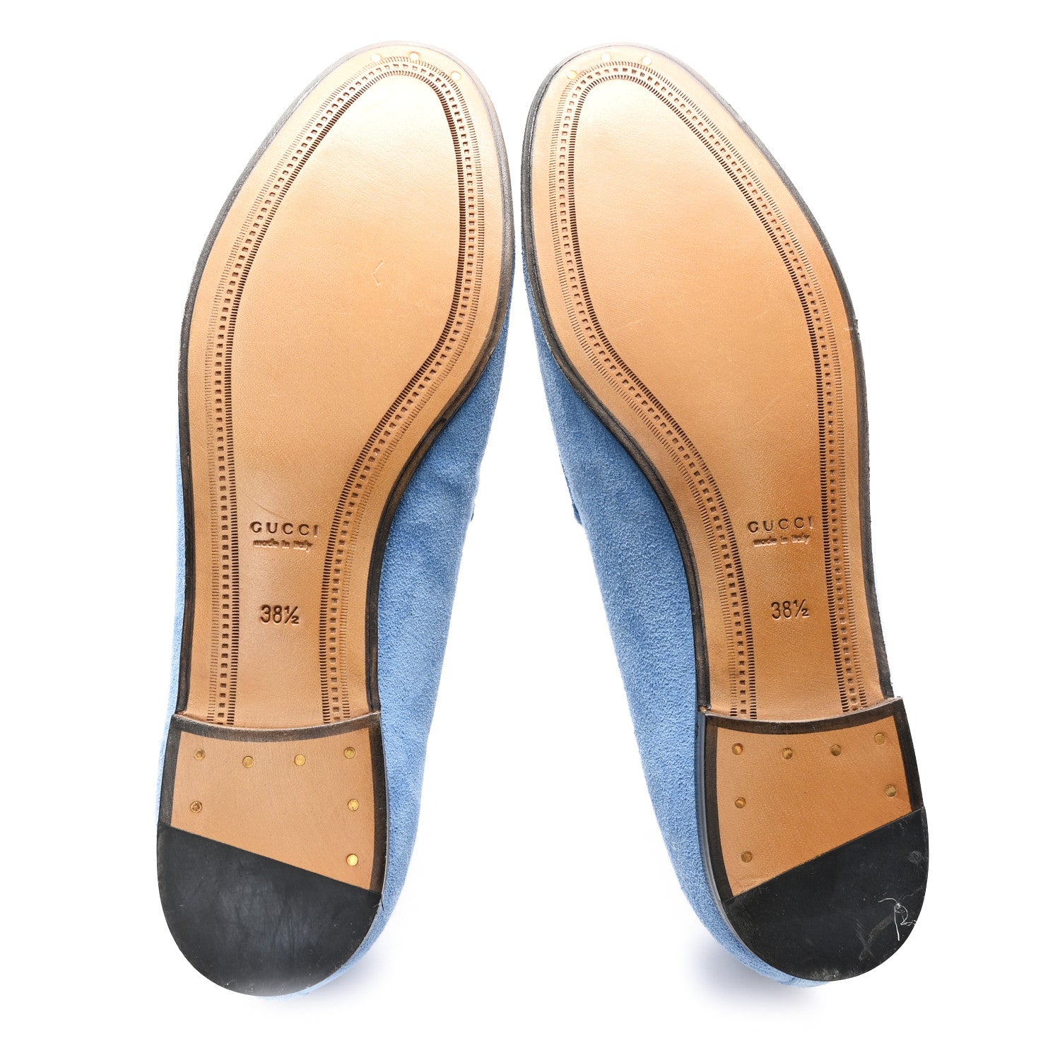 Gucci Suede Horsebit Womens Jordaan Loafers  38.5 Glacial Blue 6 of 10
