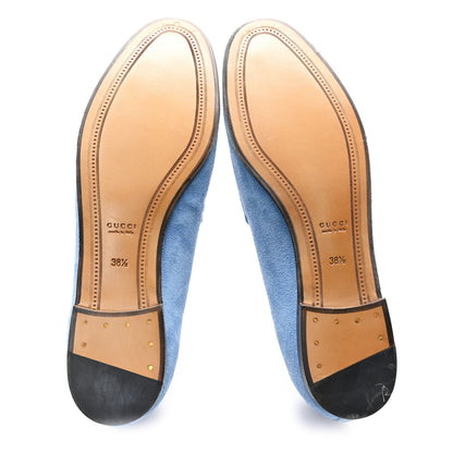 Gucci Suede Horsebit Womens Jordaan Loafers  38.5 Glacial Blue 6 of 10