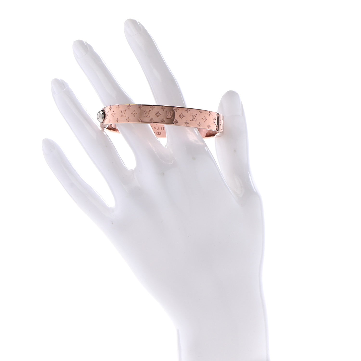 Louis Vuitton Brass Monogram Nanogram Cuff S Pink Gold 2 of 8