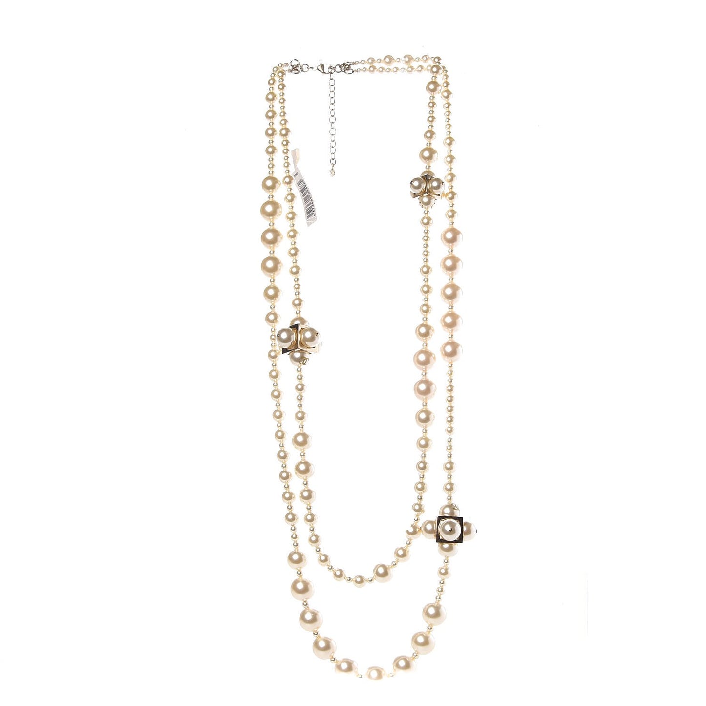 Pearl Cluster CC Necklace Gold