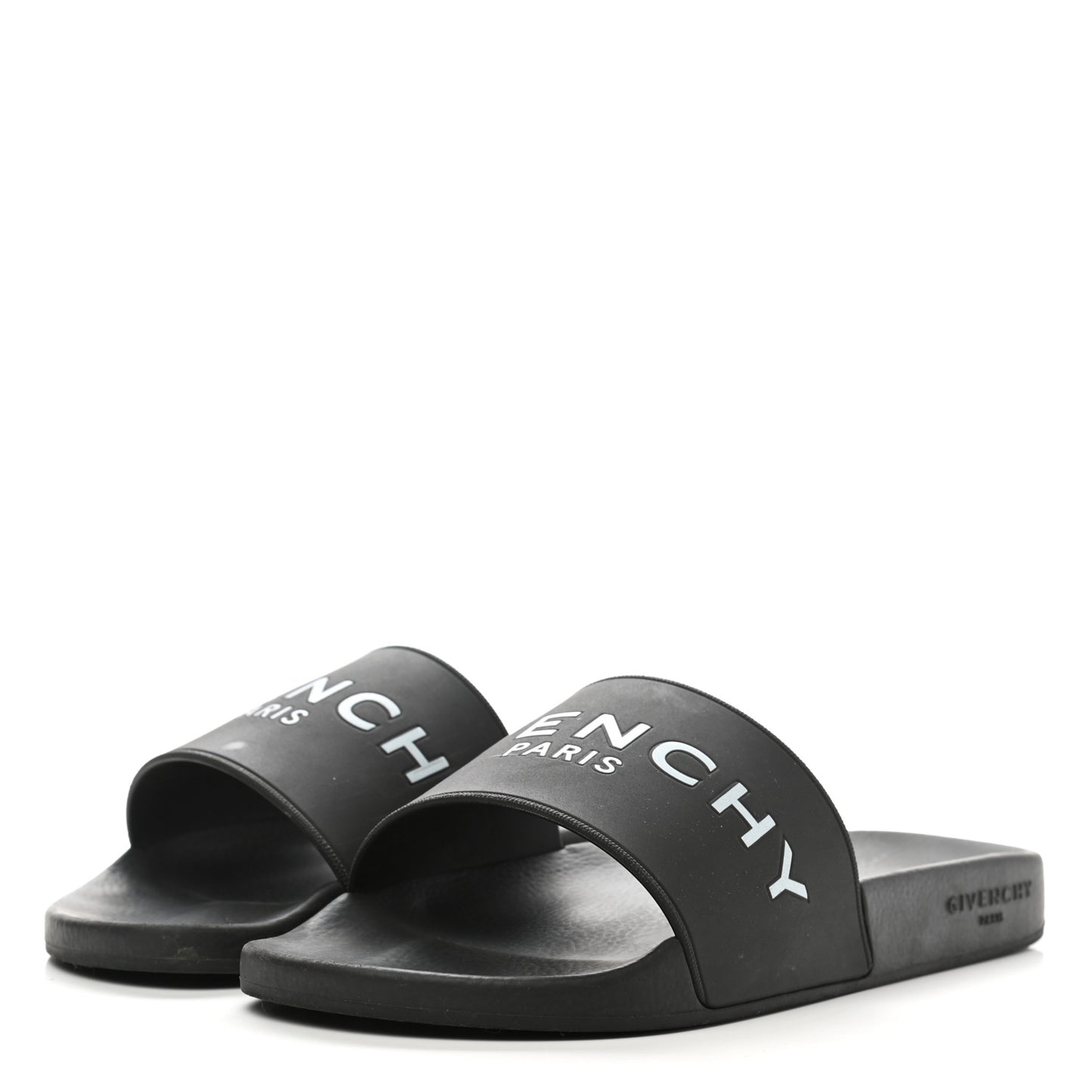 Rubber Logo Pool Slide Sandals 40 Black
