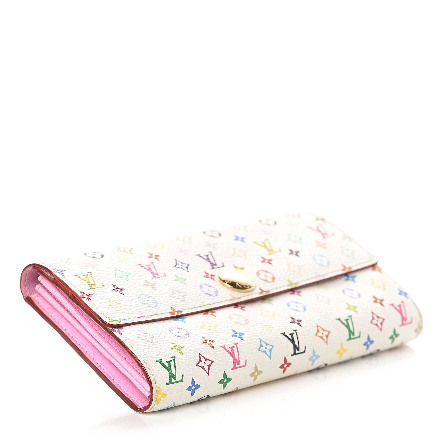 Louis Vuitton Monogram Multicolor Sarah Wallet White Litchi 3 of 6