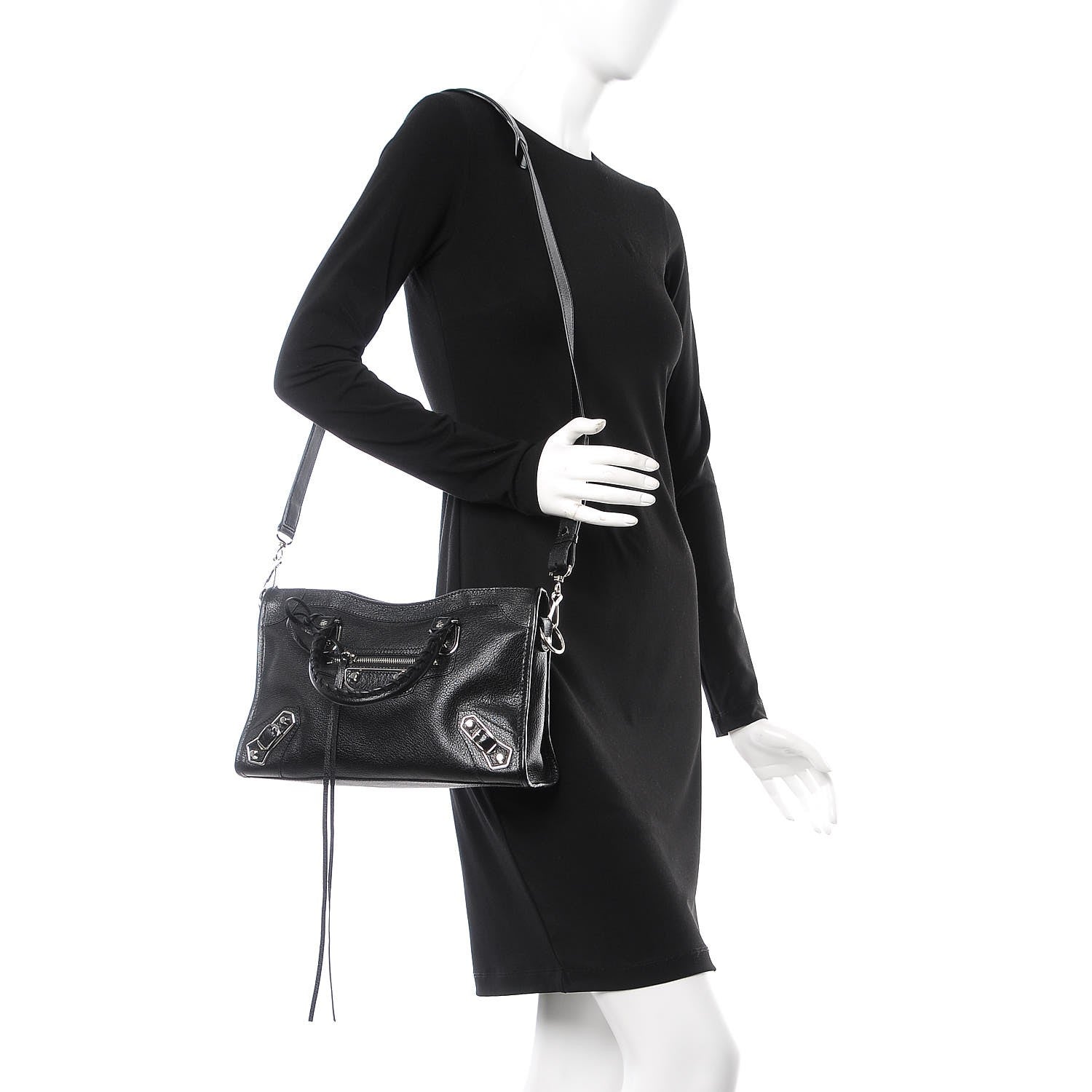 Balenciaga Chevre Silver Metallic Edge Hardware S City Black 2 of 8