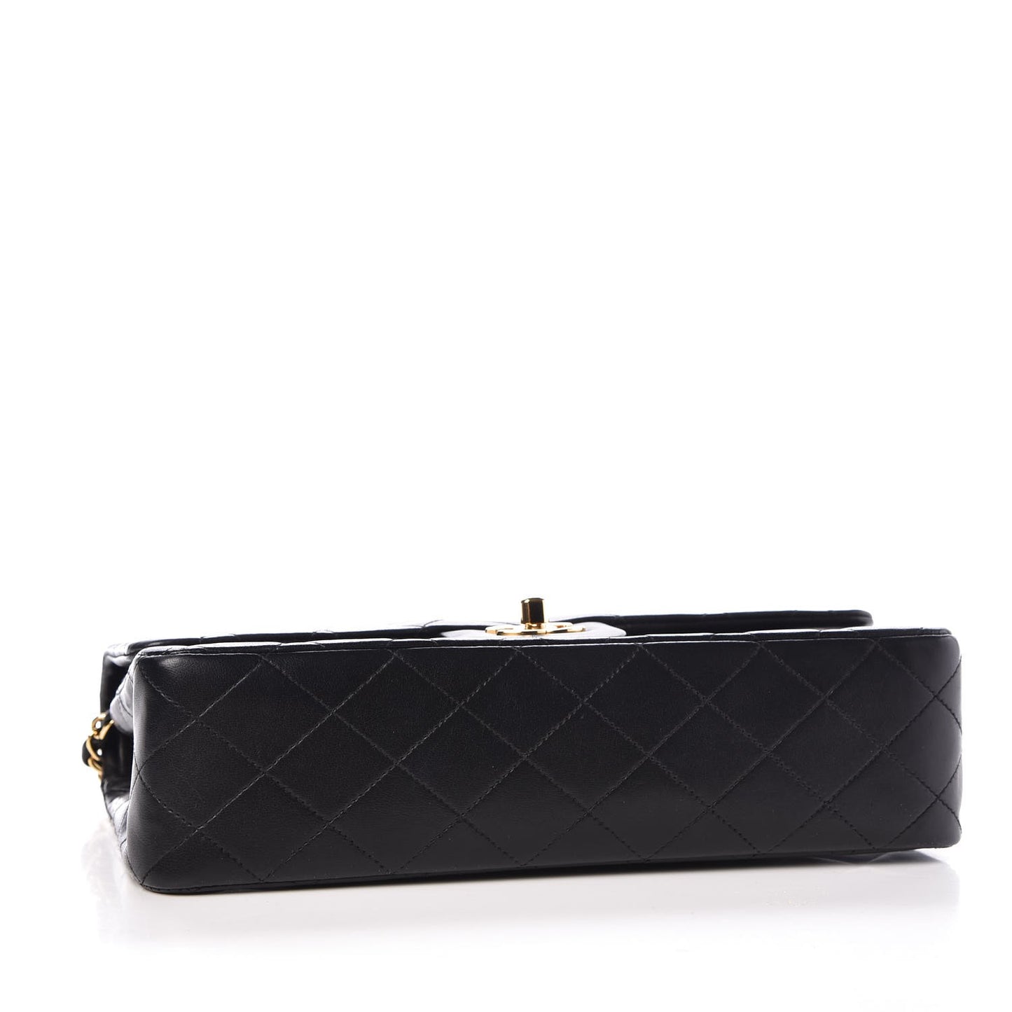 Lambskin Quilted Medium Double Flap Black