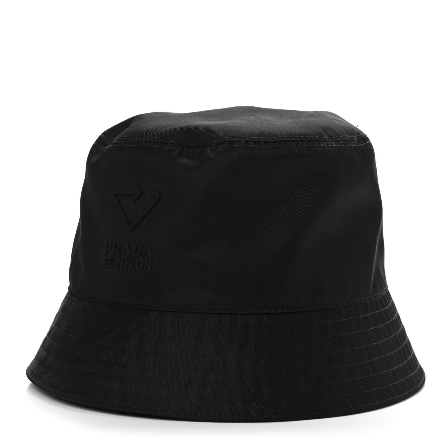 Re-Nylon Saffiano Metal Triangle Logo Mens Bucket Hat L Black
