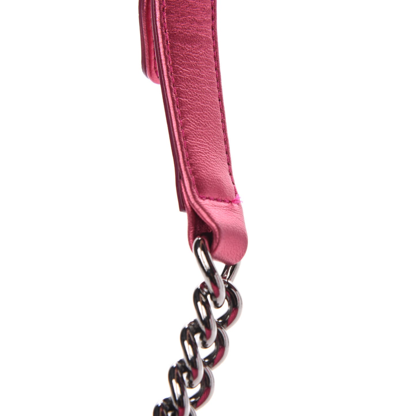 Metallic Patent Calfskin Quilted Medium Boy Flap Pink