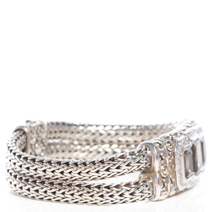 John Hardy Sterling Silver 18K Gold Smoky Quartz Diamond Batu Sari Large Station Bracelet 4 of 7