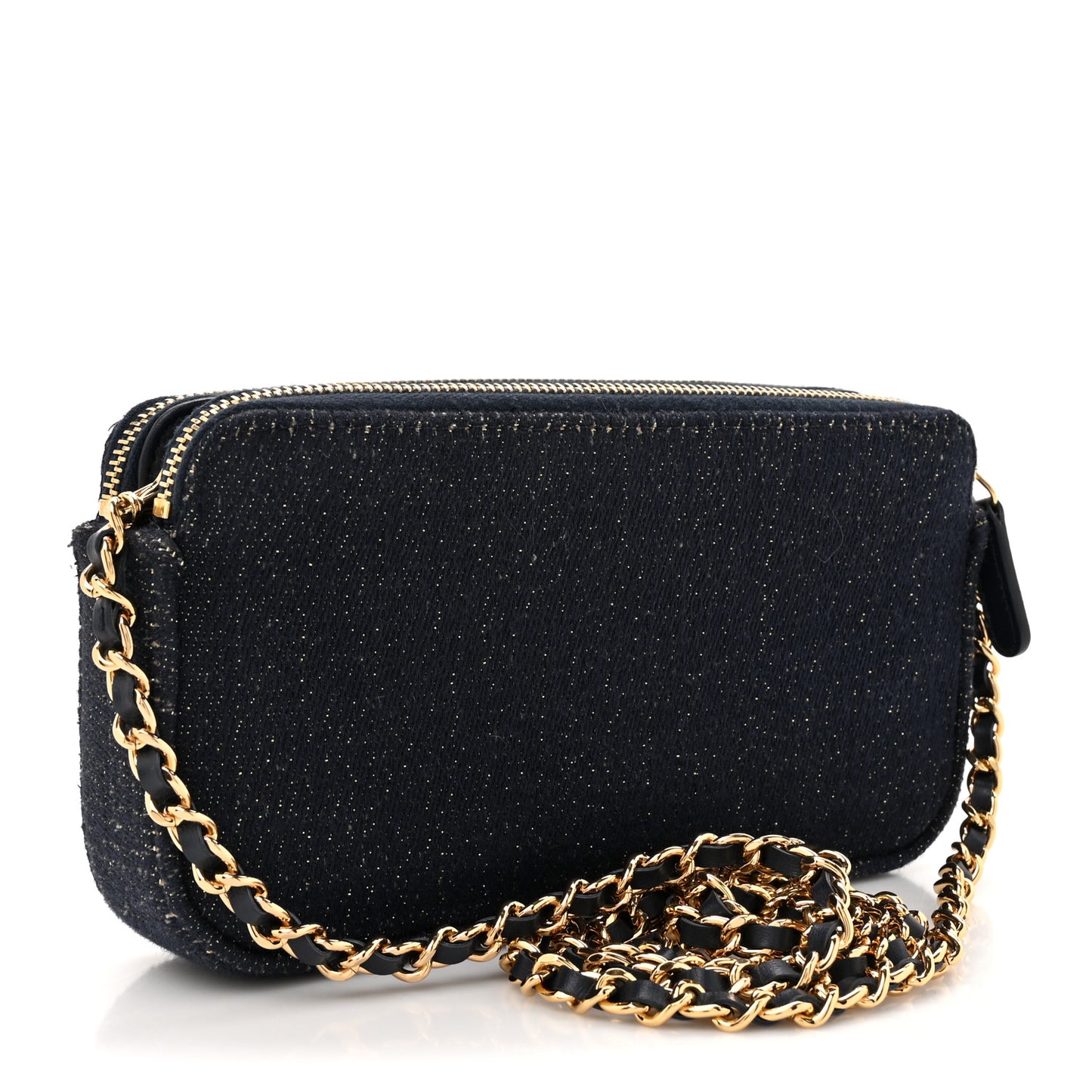 Canvas Small Deauville Clutch With Chain Navy