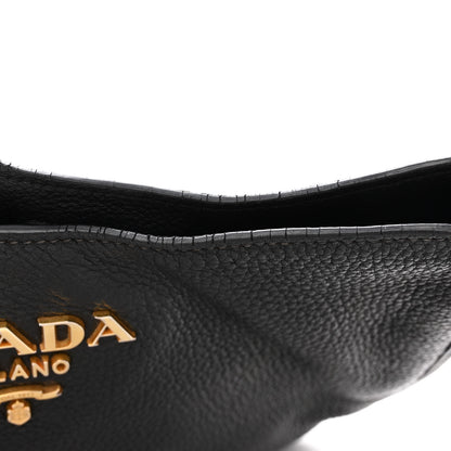 Prada Vitello Daino Zippered Messenger Hobo Black 16 of 18