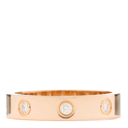 Cartier 18K Pink Gold 8 Diamond 4mm LOVE Wedding Band Ring 51 5.75 1 of 6