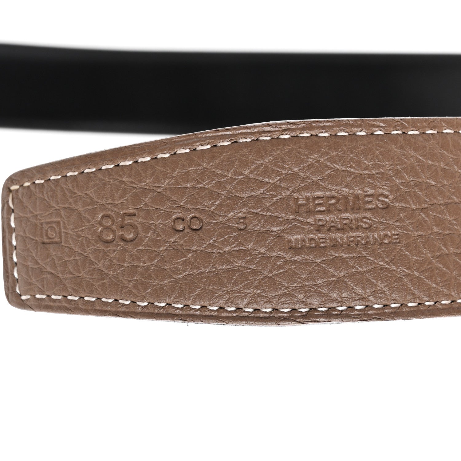 Hermes Box Togo 32mm H Belt 85 Black Etoupe 3 of 5