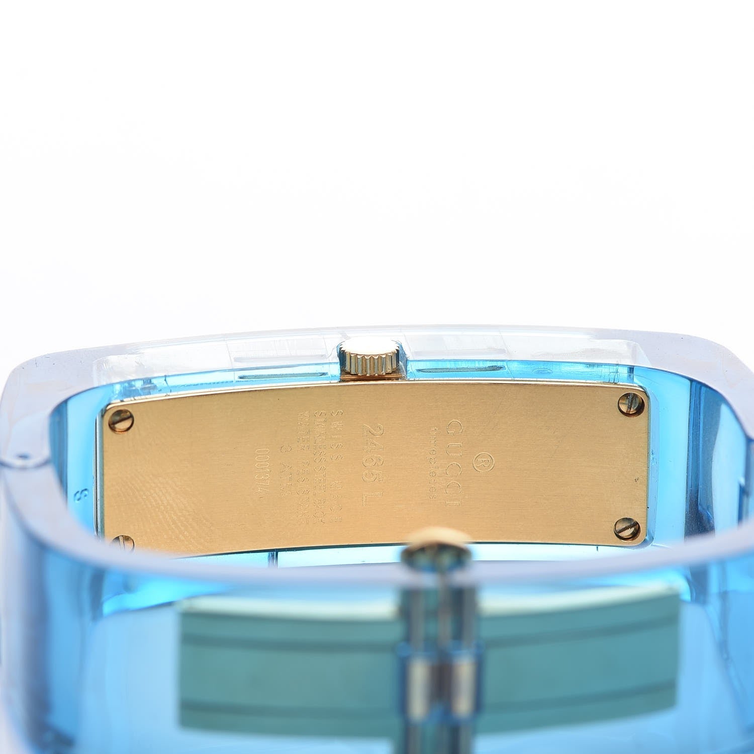 Gucci Stainless Steel Plexiglass 17mm 2465L Lucite Quartz Watch Blue 5 of 5