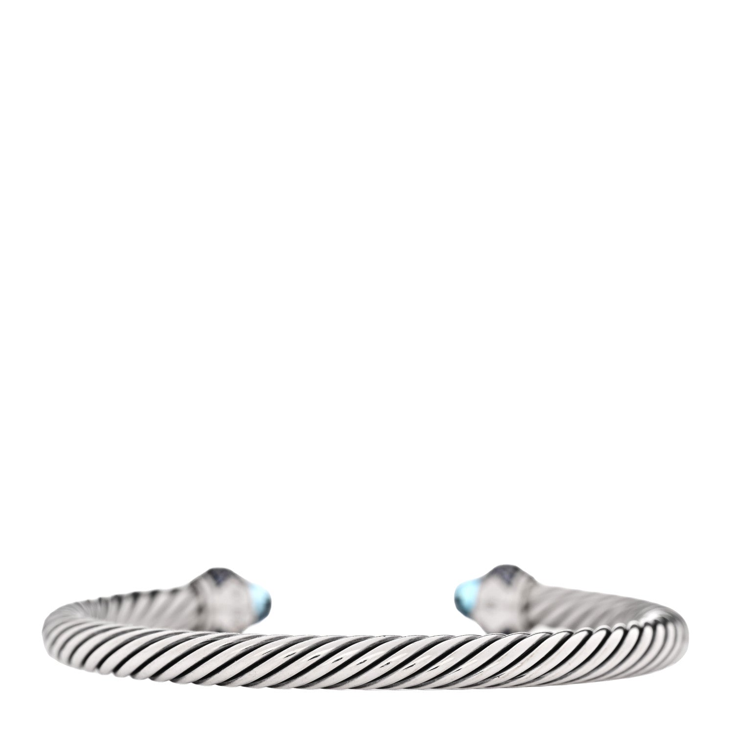 David Yurman Sterling Silver Blue Topaz Blue Sapphire 5mm Cable Candy Bracelet 2 of 4