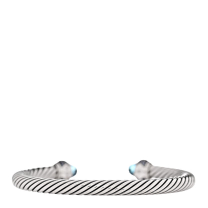 David Yurman Sterling Silver Blue Topaz Blue Sapphire 5mm Cable Candy Bracelet 2 of 4