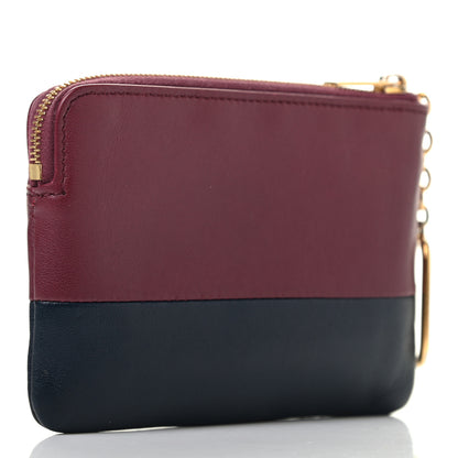 Celine Lambskin Bi-Color Solo Coin Card Case Burgundy Navy 2 of 6