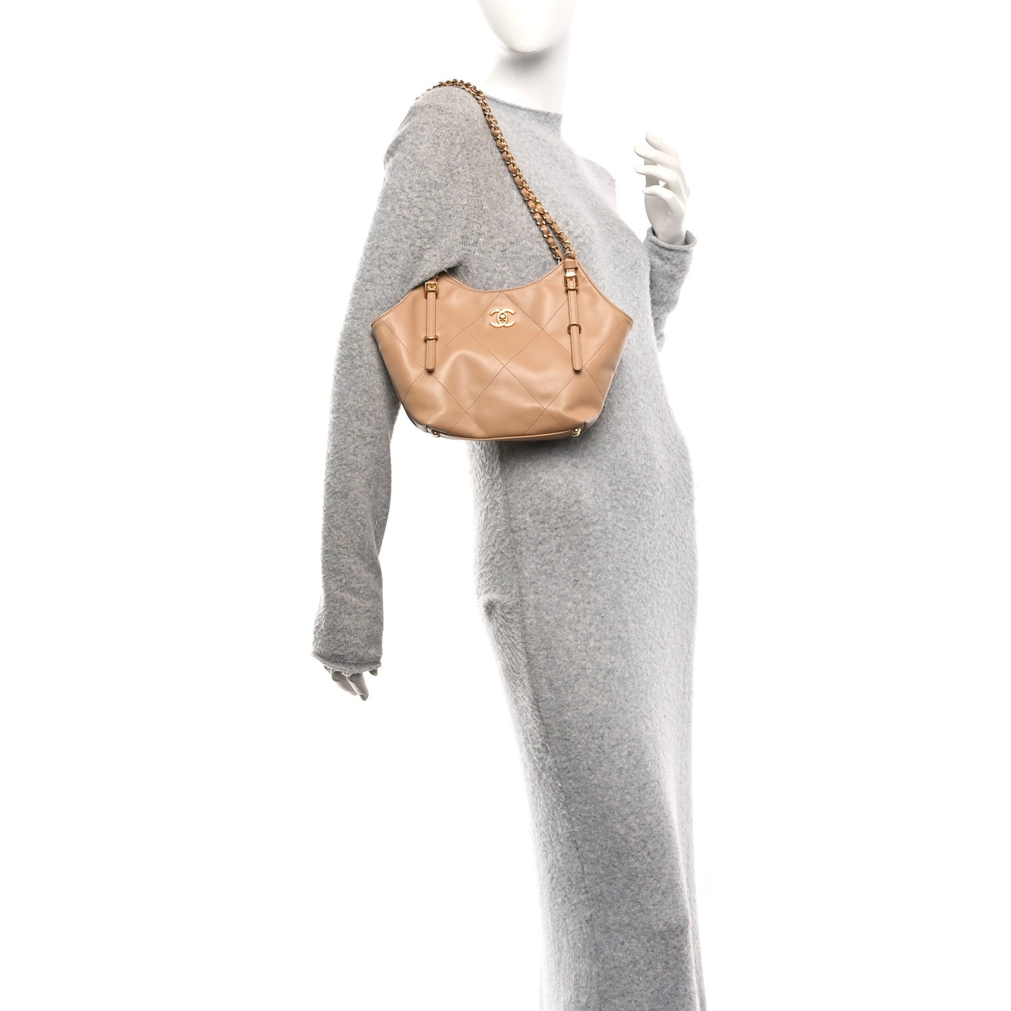 Calfskin Quilted Mini Coco Shopping Bag Brown