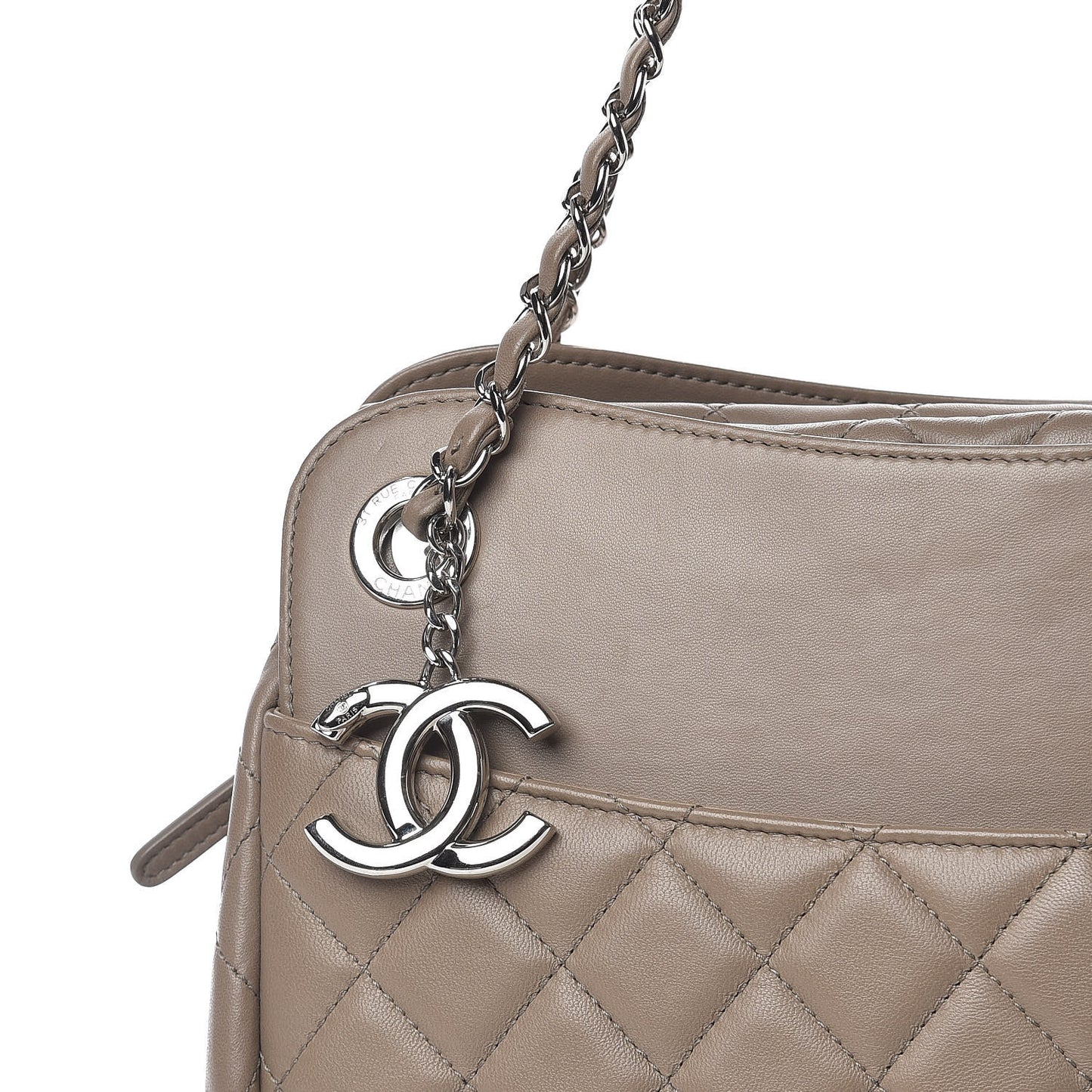 Lambskin Quilted Large 7 Tote Taupe