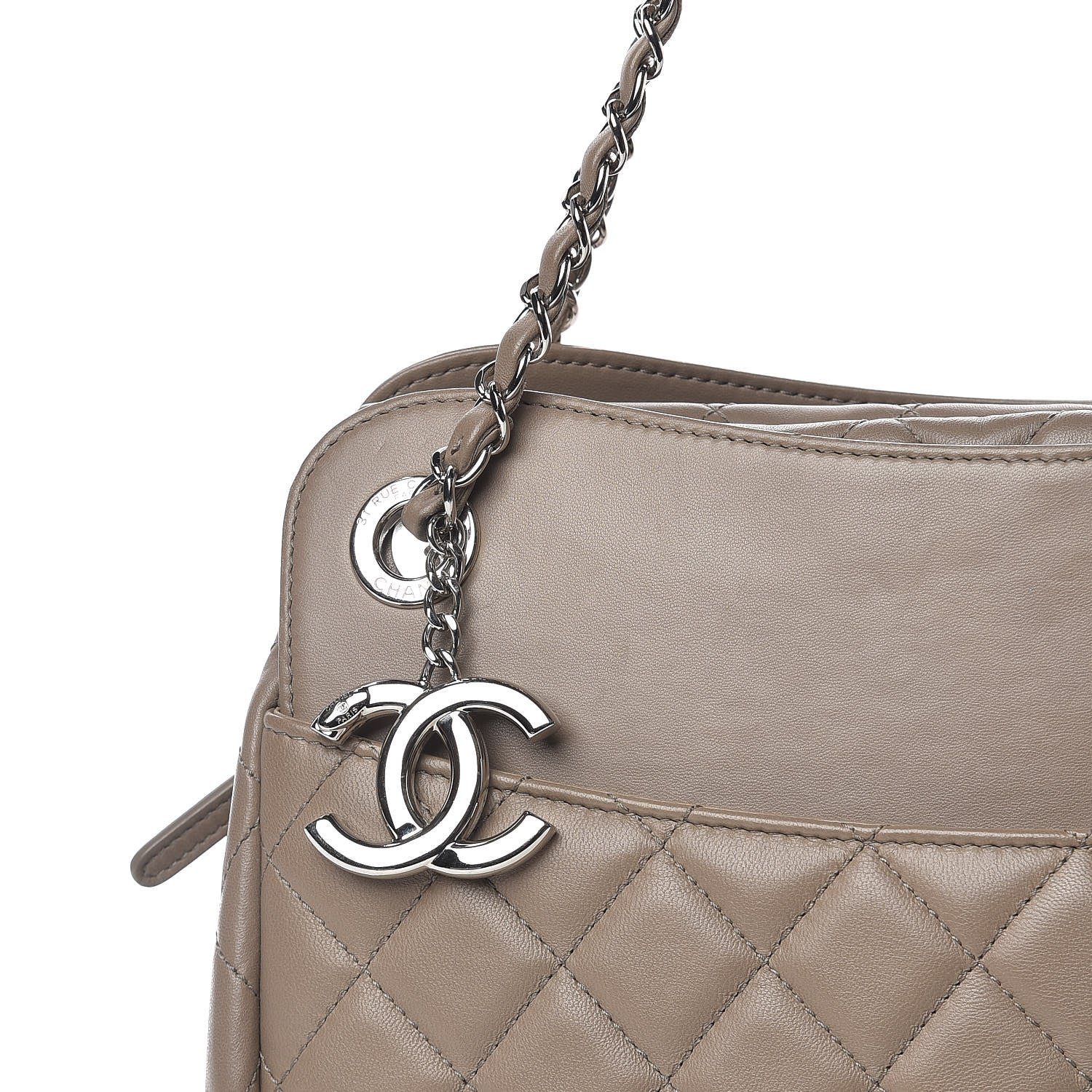 Chanel Lambskin Quilted Large 7 Tote Taupe 9 of 13