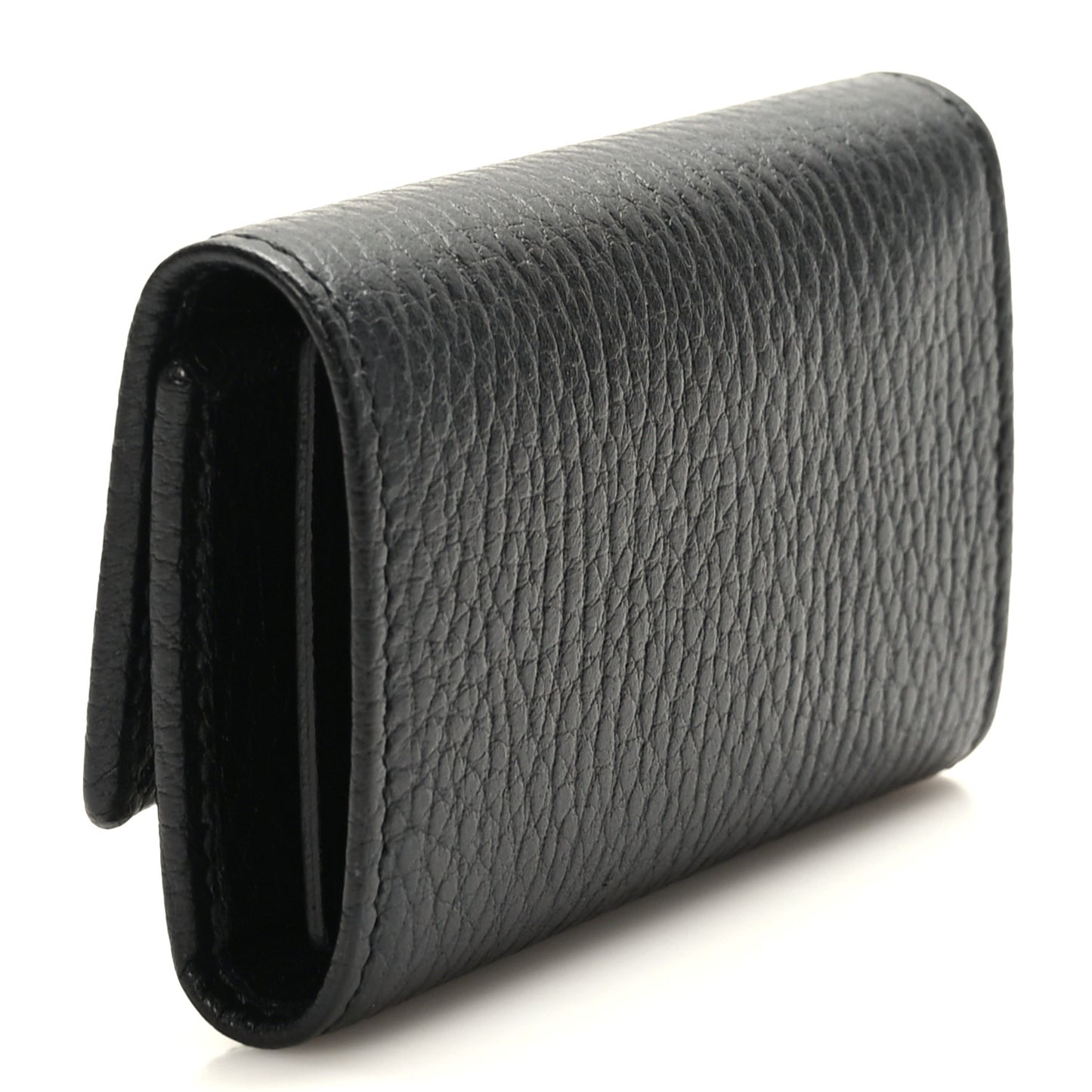 Pebbled Calfskin GG Marmont 6 Key Holder Black
