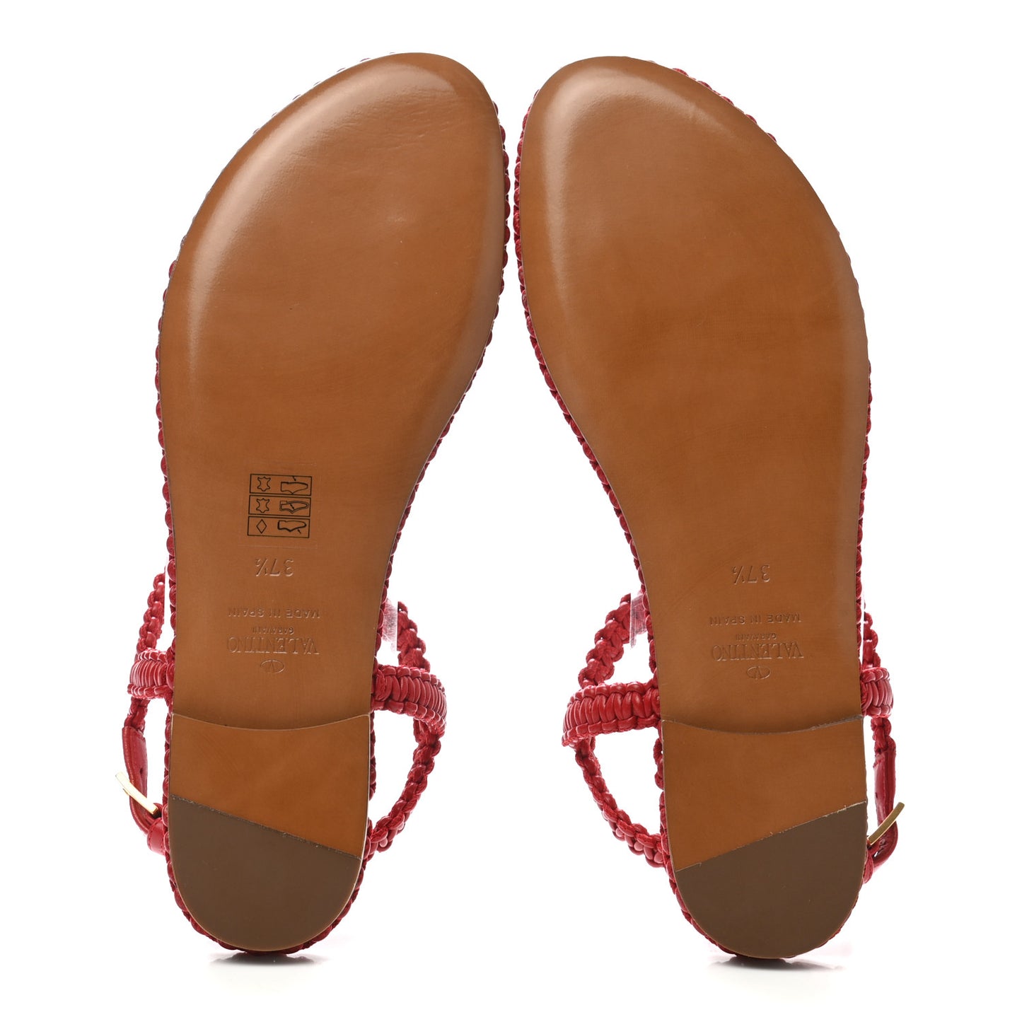 Calfskin Macrame Roman Stud Thong Sandals 37.5 Rosso
