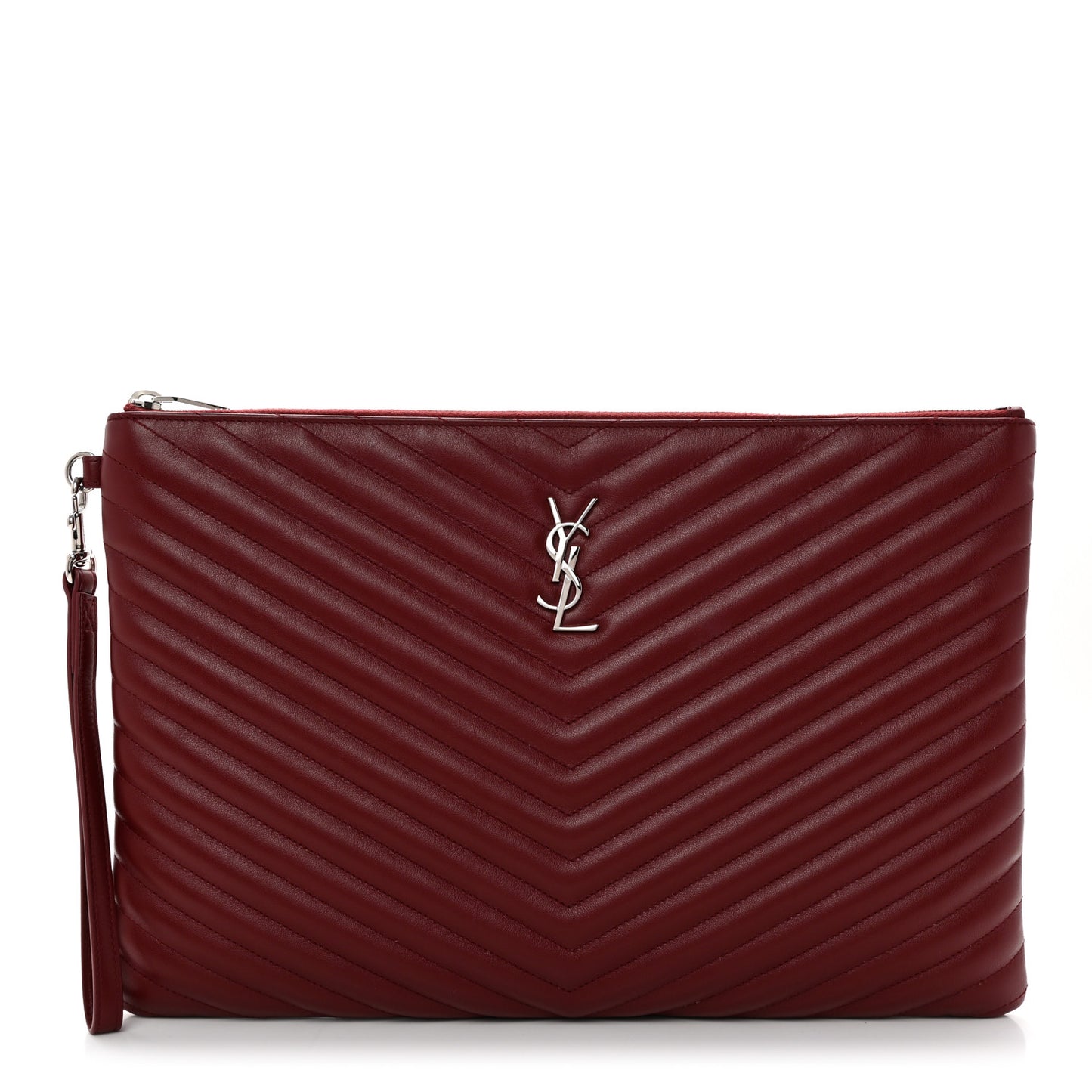 Calfskin Matelasse Chevron Monogram Document Holder Rouge Legion