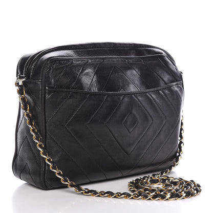 Chanel Lambskin Chevron Quilted Tassel Camera Case Black 3 of 16